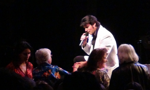 Chris MacDonald in Elvis 1950's white jacket look performing Are You Lonesome Tonight Are you lonesome tonight performed live by Chris MacDonald Elvis 1950's era of show